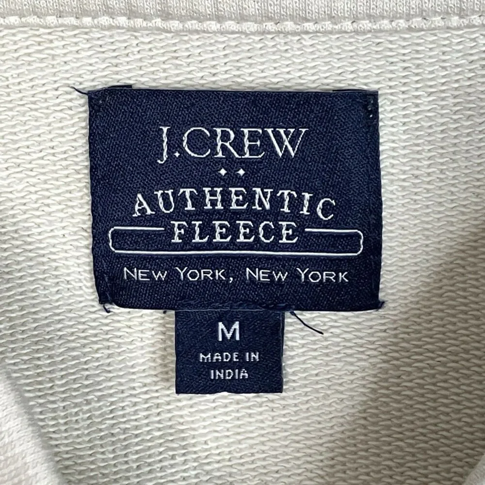 J Crew Polo Rugby Pullover Sweatshirt Mens M Cream Fleece Cotton Preppy BW510‎
